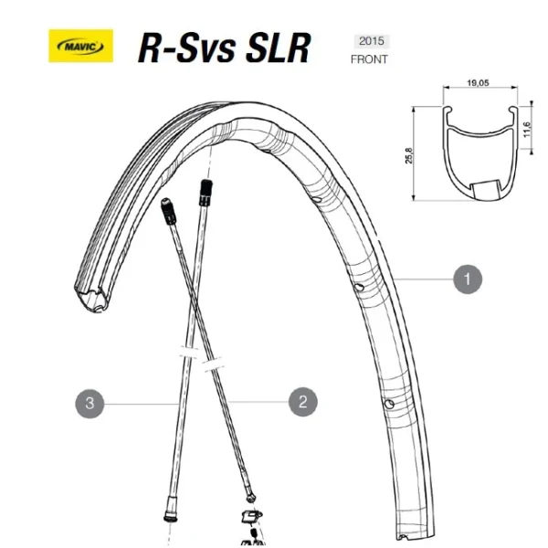Mavic R-SYS SLR Speiche Carbon Hinterrad Links Clincher 282,7 Mm Nippel Schwarz Modell 2015 1