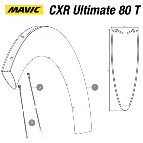 Mavic CXR Ultimate 80 T Ersatzspeiche Hinterrad Links 235 Mm 1
