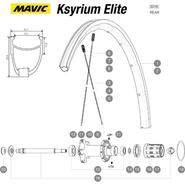 Mavic Ksyrium Elite Ersatzfelge Hinterrad Schwarz Modell 2016-17 1
