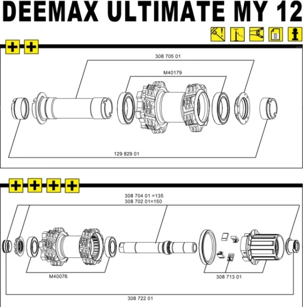 Mavic Deemax Pro Hinterrad Achs-Kit 135 Mm 1